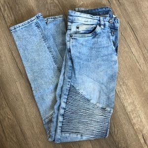 Skinny Light Blue Denim Biker Jeans 28x32